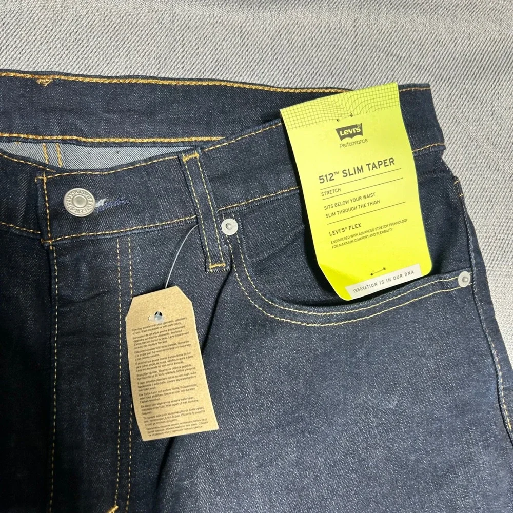 Levi's Men 512 Slim Taper Jeans 36x32 Dark Blue Flex Stretch Denim NWT